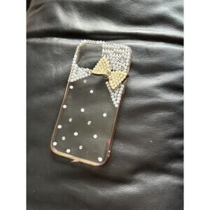 iPhone 12 Pro Max Cell Phone Case Pearl Clear White Bow Coquette Rhinestone